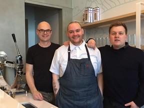 Uccellino co-owner Allen Anderl (left), chef Christopher Hyde and chef/owner Daniel Costa at Uccellino.