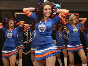 The Oilers Octane perform at a news conference at Rexall Place on Dec. 14, 2010.