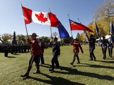 Flagbearers at Alberta's Police and Peace Officers' Memorial Day at the Alberta Legislature in Edmonton on September 25, 2016.