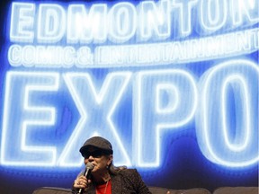 Carrie Fisher speaks during the Edmonton Comic and Entertainment Expo at the Edmonton Expo Centre on Saturday, September 24, 2016.