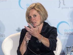 Alberta Premier Rachel Notley takes part in a forum at the Global Progress conference on  Sept. 15, 2016 in Montreal.