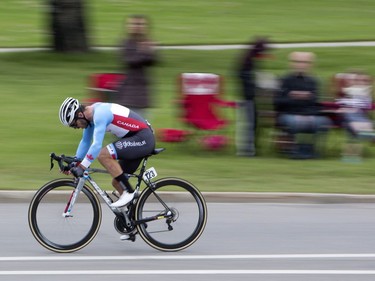 Alec Cowan takes part in time trial during Stage 4 of the Tour of Alberta in Edmonton on Sept. 4, 2016.