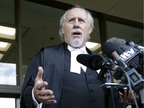 Brian Beresh, lawyer for Travis Vader, speaks to media outside the Edmonton courthouse on Sept. 15, 2016, after a decision was handed down.