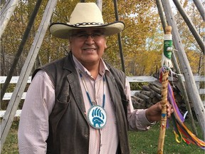 Chief Wallace Fox of the Onion Lake Cree Nation created the walking stick that will be transferred between universities hosting the annual forum on reconciliation in post-secondary education.