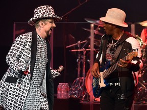Singer Boy George and bassist Mikey Craig of Culture Club perform at The Pearl concert theater at Palms Casino Resort on August 21, 2016 in Las Vegas, Nevada.