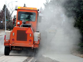 Crews working on street sweeping in the Southgate area on April 15, 2014.