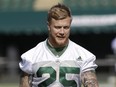 Edmonton Eskimos fullback Mike Miller at team practice on Sept. 14, 2016.