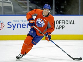 Edmonton Oiler Griffin Reinhart skates during training camp practice at Rogers Place in Edmonton on Tuesday September 27, 2016.