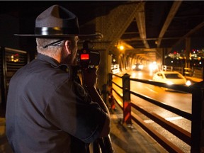 Four vehicles were clocked at more than double the 50 km/h limit, with two topping 118 km/h, on Edmonton's High Level Bridge on Thursday, Sept. 1, 2016.