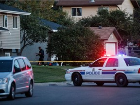 Emergency crews investigate an explosives call at a home near 46 Street and 20 Avenue in Edmonton on Sept. 6, 2016.