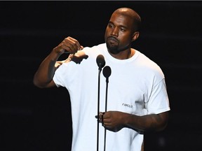 Kanye West performs at Rogers Place on Oct. 15.