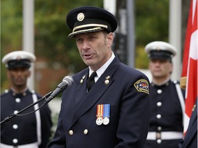 Deputy fire chief Scott MacDonald speaks at the Edmonton Firefighters Memorial Society's Remembrance Service on Sunday September 11, 2016. The annual memorial in Old Strathcona is held to recognize all Edmonton firefighters who made the ultimate sacrifice by giving their lives in the line of duty.