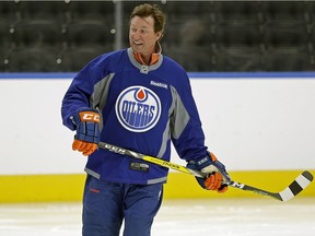 Edmonton Oilers great Wayne Gretzky skates at Rogers Place on Sept. 8, 2016, the day the new downtown Edmonton arena officially opened.