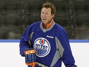 Former Edmonton Oiler Wayne Gretzky skates on the ice at Rogers Place on Thursday September 8, 2016, the day the new arena officially opened.