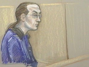 A sketch of dangerous offender Leo Teskey drawn in 2005 when he was on trial for the savage beating of Dougald Miller.