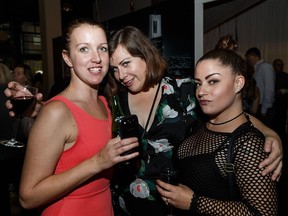 (From left) Chantel Caldwell, Alison Shenfield and Crystal Nelson at the Vignettes 4 VIP Gala at the former Sobey's space on 104 Street and Jasper Avenue.