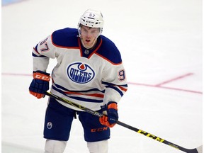 Edmonton Oilers' Connor McDavid during action at the NHL Young Stars tournament in Penticton, B.C., on Sept. 12, 2015.