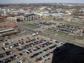 APRIL 2010 — Part of the 16 acres of downtown Edmonton real estate that the Katz Group is proposing to use for its arena district.