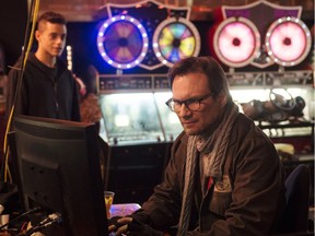 Rami Malek, left, and Christian Slater in a scene from the pilot episode of USA Network's Mr. Robot.