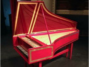 The last music to play at the cross-Canada Mysterious Barricades concert will be a rendition of Les Barricades Mystérieuses by F. Couperin, played by Charlotte Rekken on Chris Kubash’s harpsichord, pictured here.