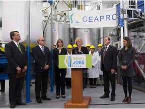 Premier Rachel Notley and Ceapro President and Chief Executive Officer Gilles Gagnon on Sept. 28, 2016, opening of the Ceapro facility which is the first program supported by Alberta Innovates' Bio  Solutions to reach full-scale commercial production.