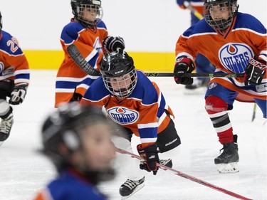 Members of the Edmonton Minor Hockey Association got a chance to skate on the ice at Rogers Place, in Edmonton on Thursday Sept. 1, 2016. Photo by David Bloom