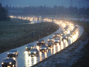 Commuters stuck in traffic on Anthony Henday Drive and Lessard Road. File photo.