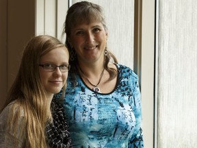 Rachel Williams, an educator and mother of two children with Tourette Syndrome, and her daughter Emily Provost have spoken out about the difficulties faced in Alberta's education system in Edmonton, Alberta on Friday, September 23, 2016.