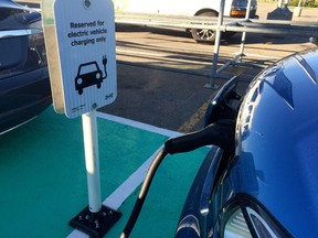 The City of Edmonton was hoping to install about 200 electric vehicle charging stations, like this one at Ikea, at city facilities and private businesses.