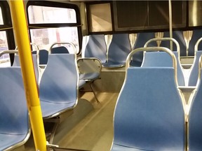 These plastic bus seats were installed on some of Edmonton's busiest routes while transit officials were testing the product. Similar seats will be brought in for all new buses.