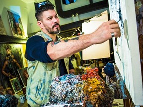 Edmonton-born painter Tim Okamura in his Brooklyn studio, one of the artist subjects of feature film Heavyweightpaint.