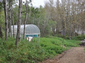 An Edmonton woman came across a piece of the Churchill LRT station's pedway on a rural lot over 100 kilometres downstream from the city.
