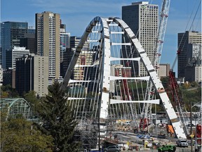 The Walterdale Bridge on Tuesday, September 13. The bridge, which was to open later this fall, will not be completed until midway through 2017.