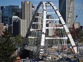 The city said the opening of the new Walterdale Bridge will be delayed until mid-2017. This photo shows the project on Sept. 13, 2016.