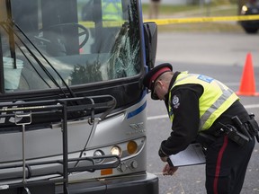 A west bound Edmonton Transit bus struck a pedestrian on 87 Avenue and 169 Avenue on October 3, 2016 in Edmonton. The pedestrian was killed.