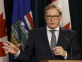 Alberta Education Minister David Eggen speaks about his department's closure of Trinity Christian School Association during a press conference at the Alberta legislature on Tuesday, October 25, 2016.