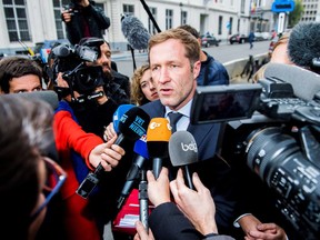 Minister-President of Belgium's Walloon region Paul Magnette answers journalists as he arrives for an emergency meeting of all Belgium federal entities on the EU-Canada Comprehensive Economic and Trade Agreement (CETA) in Brussels on October 24, 2016. The small Belgian region refused on Oct. 24 to bow to growing pressure to back the key trade deal with Canada, heightening tensions within Belgium and Europe as well as with historic allies in North America.