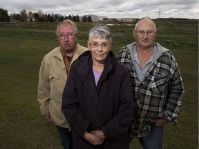 Len (right) and June O'Donnell (middle) along with neighbour Wayne Csuhany (left) have launched a formal petition to stop the operation and further development of Parkland Airport.