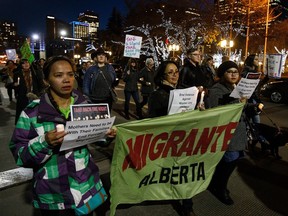Protesters who gathered for the Take Back the Night rally at Sir Winston Churchill Square on Friday included Alberta immigrants in Edmonton, Alta., on Friday, October 21, 2016. (Codie McLachlan/Postmedia)