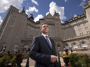 Jim Prentice was photographed in June 2013 outside Edmonton's Hotel Macdonald. He had been in Edmonton to speak to graduates from the University of Alberta.