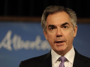 Premier Jim Prentice speaks atthe Provincial Legislature in Edmonton on Tuesday Sept. 16, 2014.