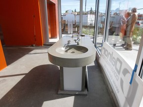 The public washroom facility at Gateway Boulevard and Whyte Avenue in Old Strathcona, opened in 2012. The permanent washroom is one of the city's public toilets that was joined by several temporary facilities this summer in a pilot project.
