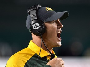 A letter writer says the CFL was wrong to fine the Eskimos and its head coach Jason Maas (pictured during an Aug. 11, 2016,  game against the Montreal Alouettes) for refusing to wear a live microphone during the Thanksgiving Monday game.
