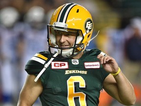 Eskimos kicker Sean Whyte smiles after kicking a convert against the Montreal Alouettes in August.