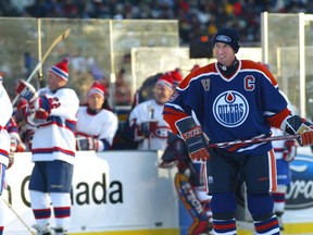 Wayne Gretzky takes the ice during the Heritage Classic hockey game at Commonwealth Stadium on Nov. 22, 2003.