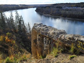 A 2013 file photo shows the "End of the World" party spot in the community of Belgravia is just off Saskatchewan Drive in the river valley. City officials objected to the Oilers shooting a video that shows Jordan Eberle looking at the river from this off-limits area.