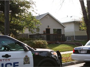 Investigators were on 75 Street in Edmonton on Thursday, Oct. 6, 2016, after a man went to a Second Cup nearby asking for help. The man said he had been visiting a friend at a home nearby when three masked men entered the home and he was shot. His injuries appeared non-life threatening.