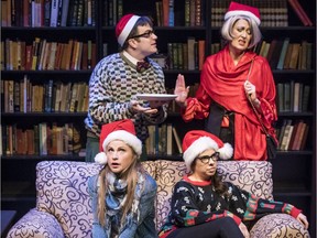 Mathew Hulshof as Steven Tudor, with (clockwise) Linda Grass, Rachel Bowron, and Amber Bissonnette in The Red King's Dream, at Shadow Theatre.