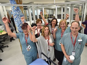 Medical staff celebrate the new emergency department area at the Royal Alexandra Hospital on Wednesday after extensive renovations