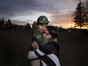 Simone Cardinal's five-year-old son Casey Gladue normally rides the bus with his older brother Skyler. On Monday, when he rode home alone, the driver let him off 24 blocks from the daycare he was supposed to reach. He spent 45 minutes walking alone on the street before a concerned neighbour called police. Simone and Casey, on Sunday, October 23, 2016 in Edmonton.